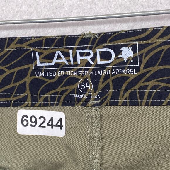 LAIRD Pants Mens 34 Performance Hiking Ankle Zip Drawstring Cotton Blend Green - Picture 16 of 16